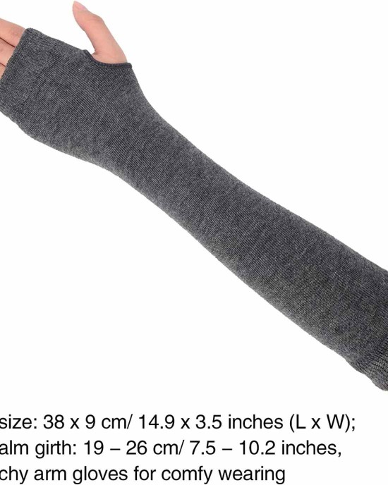 Bememo 3 Pairs Winter Long Fingerless Gloves Knit Elbow Length Gloves Thumb Hole Arm Warmers for Women Girls