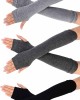 Bememo 3 Pairs Winter Long Fingerless Gloves Knit Elbow Length Gloves Thumb Hole Arm Warmers for Women Girls