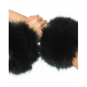 Lucky Leaf Women Winter Wrist Warmers Faux Fox Fur Soft Cuffs Band Ring for Cold Weather