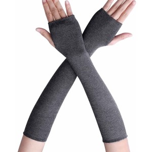 Ayliss Women Arm Warmer Stretchy Cotton Long Sleeve Fingerless Thumb Hole Gloves