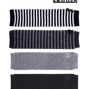 Bememo 4 Pairs Punk Gothic Long Fingerless Gloves Knitted Arm Warmer Elbow Length Gloves Thumb Hole Gloves