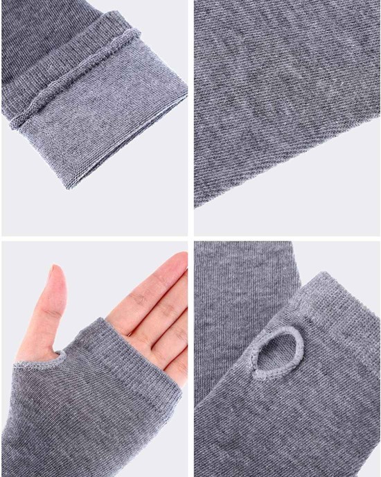 Bememo 4 Pairs Punk Gothic Long Fingerless Gloves Knitted Arm Warmer Elbow Length Gloves Thumb Hole Gloves