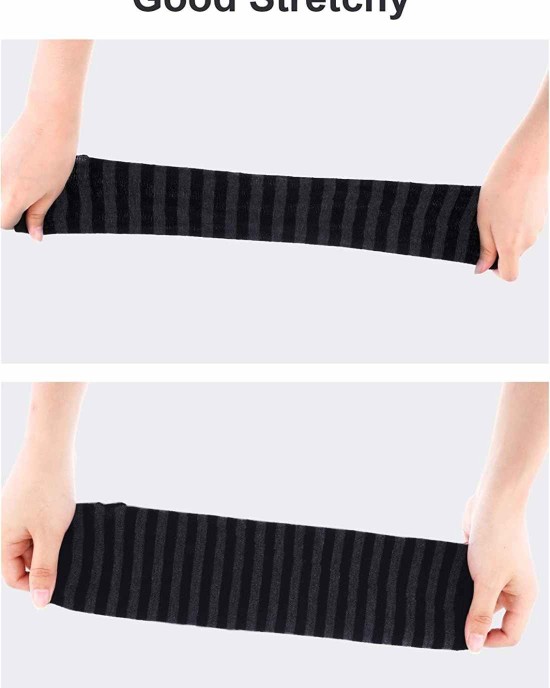 Bememo 4 Pairs Punk Gothic Long Fingerless Gloves Knitted Arm Warmer Elbow Length Gloves Thumb Hole Gloves