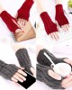 Bememo 4 Pairs Women Long Fingerless Gloves Winter Mitten Arm Gloves with Thumb Hole