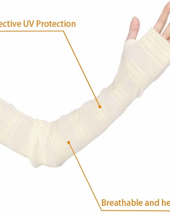 uxcell Women's Outdoor Long Gloves Soft Sun Block Fingerless Arm Sleeves