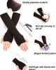 Bememo 4 Pairs Punk Gothic Long Fingerless Gloves Halloween Knitted Arm Warmer Elbow Length Gloves Thumb Hole Gloves