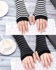 Bememo 4 Pairs Punk Gothic Long Fingerless Gloves Halloween Knitted Arm Warmer Elbow Length Gloves Thumb Hole Gloves