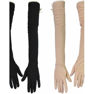 kilofly Women's Long Anti-UV Breathable Arm Sun Block Driving Gloves, 2 Pairs