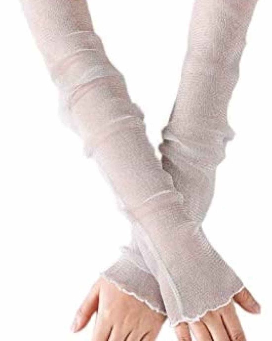 POSMA CS032Women Girls UV Protecion Long Lace Fingerless Gloves Sunblock Arm Sleeves- Six Color Bundle Set
