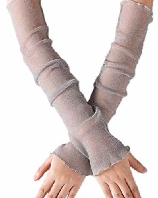 POSMA CS032Women Girls UV Protecion Long Lace Fingerless Gloves Sunblock Arm Sleeves- Six Color Bundle Set