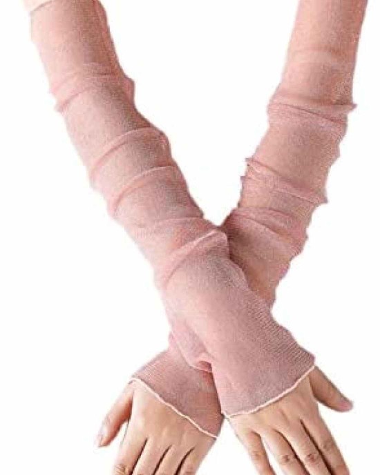 POSMA CS032Women Girls UV Protecion Long Lace Fingerless Gloves Sunblock Arm Sleeves- Six Color Bundle Set