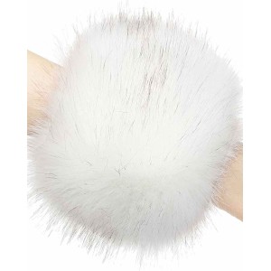 La Carrie Women's Snakeskin Print Faux Fur Wrist Cuffs,Winter Fox Furry Bands Arm Warmer
