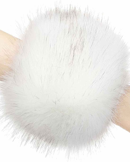 La Carrie Women's Snakeskin Print Faux Fur Wrist Cuffs,Winter Fox Furry Bands Arm Warmer