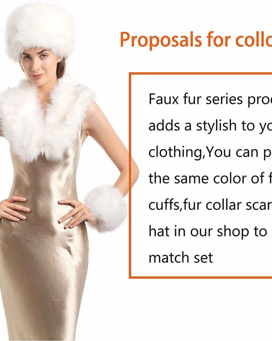La Carrie Women's Snakeskin Print Faux Fur Wrist Cuffs,Winter Fox Furry Bands Arm Warmer