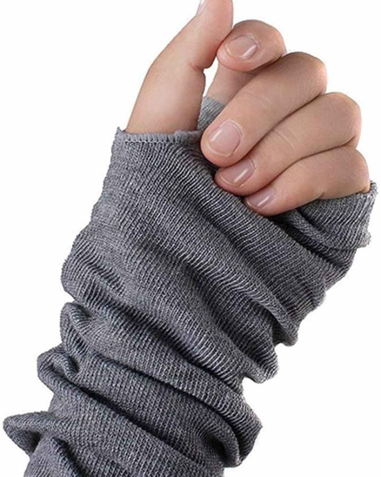 Fingerless Elastic Arm Sleeve Winter Warmer Armsleeve Cuff for Ladies Women Girl Color Light Grey