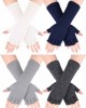 4 Pairs Women Knit Arm Warmer Long Fingerless Gloves Winter Half Finger Mittens