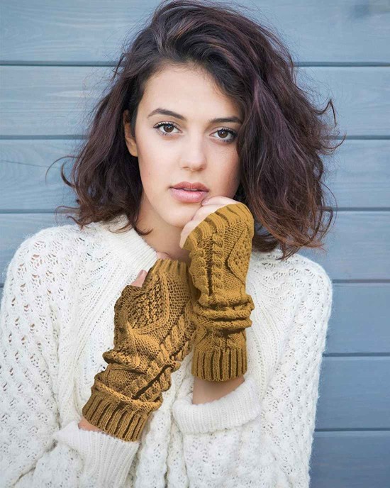 4 Pairs Winter Knit Warm Long Glove Thumbhole Fingerless Gloves Arm Warmers Glove for Women