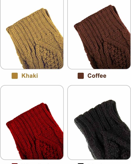 4 Pairs Winter Knit Warm Long Glove Thumbhole Fingerless Gloves Arm Warmers Glove for Women