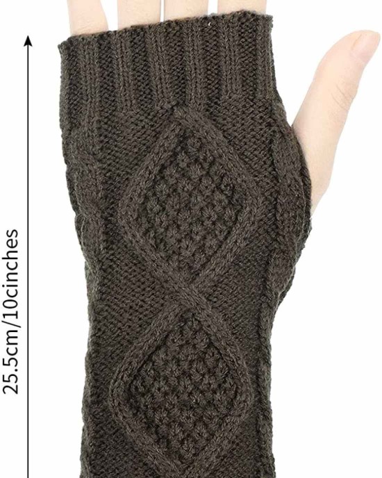 8 Pairs Women Winter Knit Fingerless Gloves Crochet Thumbhole Arm Warmer Mittens