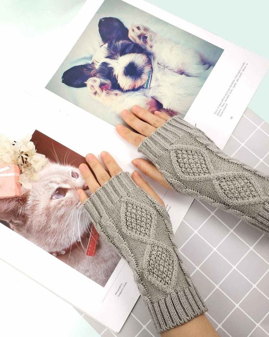 8 Pairs Women Winter Knit Fingerless Gloves Crochet Thumbhole Arm Warmer Mittens