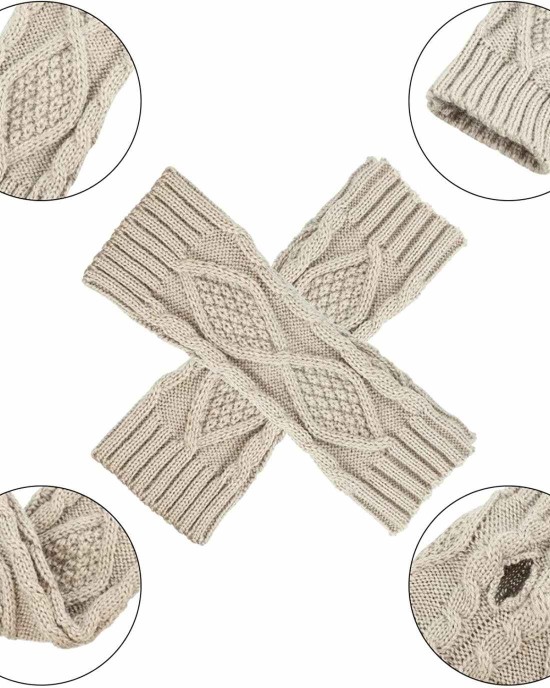 8 Pairs Women Winter Knit Fingerless Gloves Crochet Thumbhole Arm Warmer Mittens