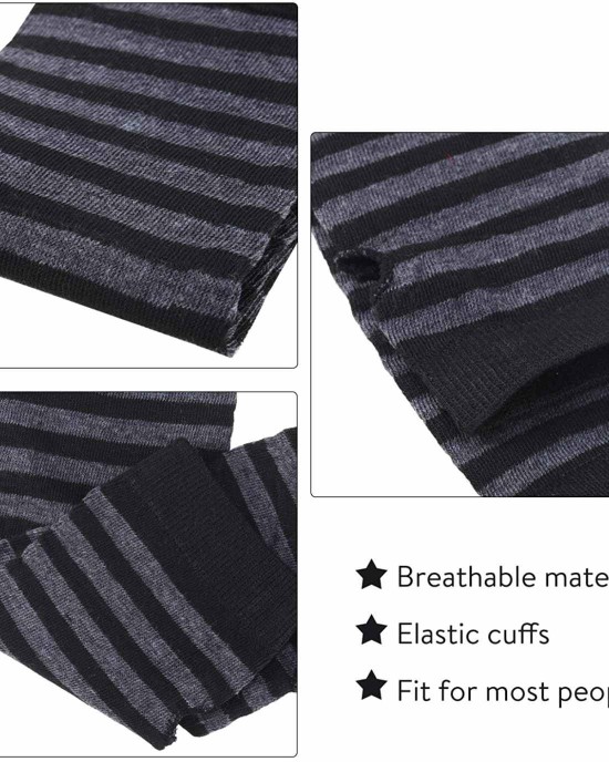 6 Pairs Knit Arm Warmer Thumb Hole Stretchy Gloves Women Long Fingerless Gloves