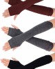 3 Pairs Winter Long Fingerless Gloves Knit Elbow Length Gloves Thumb Hole Arm Warmers for Women Girls