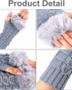 3 Pairs Fingerless Winter Gloves Faux Fur Crochet Warm Middle Length Thumb Hole Fingerless Gloves Arm Warmers