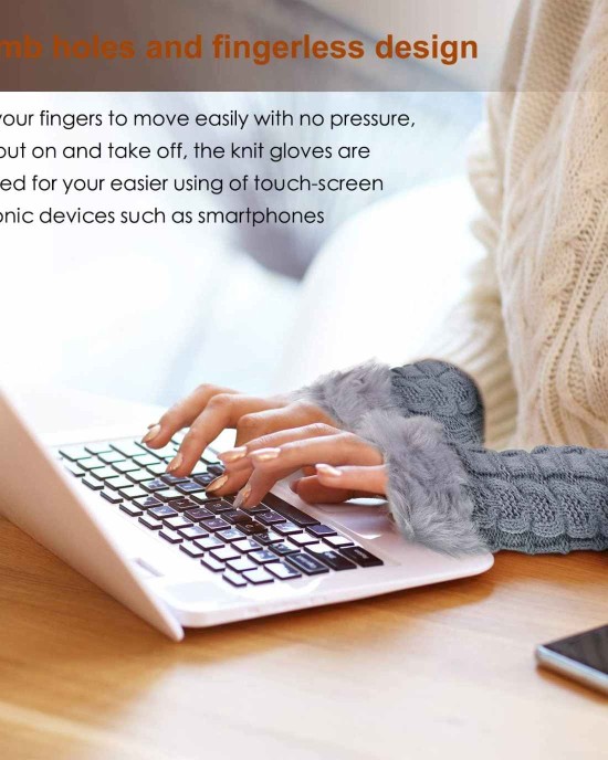 3 Pairs Fingerless Winter Gloves Faux Fur Crochet Warm Middle Length Thumb Hole Fingerless Gloves Arm Warmers