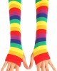 Striped Long Arm Warmer Fingerless Gloves, Knee High Socks Set, Punk Gothic Rock