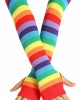Striped Long Arm Warmer Fingerless Gloves, Knee High Socks Set, Punk Gothic Rock