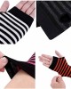 Women Long Fingerless Gloves Winter Knit Arm Warmer Thumb Hole Stretchy Gloves Striped Halloween Costume Cosplay