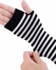 Women Long Fingerless Gloves Winter Knit Arm Warmer Thumb Hole Stretchy Gloves Striped Halloween Costume Cosplay
