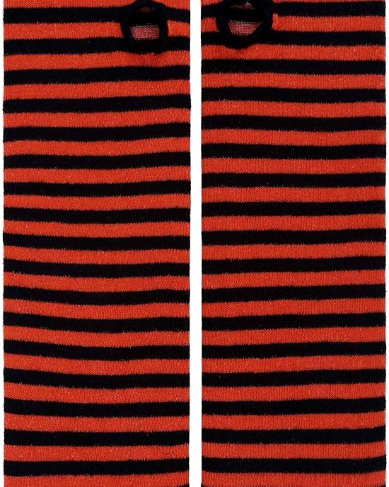 Women Long Fingerless Gloves Winter Knit Arm Warmer Thumb Hole Stretchy Gloves Striped Halloween Costume Cosplay