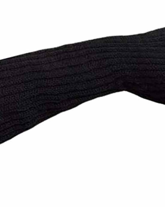 Black Gray Beige Tattered Punk Unisex Fingerless Cuff Knit Gloves Elbow Length Mittens Broken Cool Stretch Arm Warmer