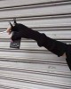 Black Gray Beige Tattered Punk Unisex Fingerless Cuff Knit Gloves Elbow Length Mittens Broken Cool Stretch Arm Warmer