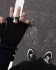 Black Gray Beige Tattered Punk Unisex Fingerless Cuff Knit Gloves Elbow Length Mittens Broken Cool Stretch Arm Warmer