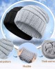 2 Pieces Women Warm Slouchy Beanie Hats with 2 Pairs Cable Knit Fingerless Gloves Thumbhole Arm Warmers