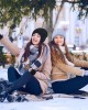2 Pieces Women Warm Slouchy Beanie Hats with 2 Pairs Cable Knit Fingerless Gloves Thumbhole Arm Warmers