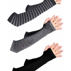 unisex Long Fingerless Gloves for Women Arm Warmers Knit Thumbhole Stretchy Gloves
