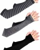 unisex Long Fingerless Gloves for Women Arm Warmers Knit Thumbhole Stretchy Gloves