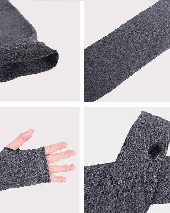 unisex Long Fingerless Gloves for Women Arm Warmers Knit Thumbhole Stretchy Gloves