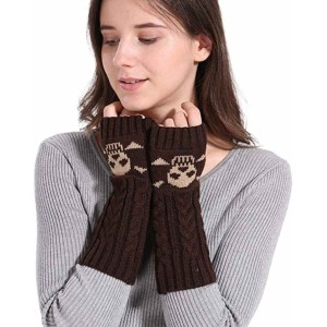 Urieo Winter Arms Warmers Acrylic Skull Knit Warm Thumb Hole Gloves Mittens for Women