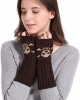 Urieo Winter Arms Warmers Acrylic Skull Knit Warm Thumb Hole Gloves Mittens for Women