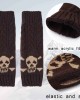 Urieo Winter Arms Warmers Acrylic Skull Knit Warm Thumb Hole Gloves Mittens for Women