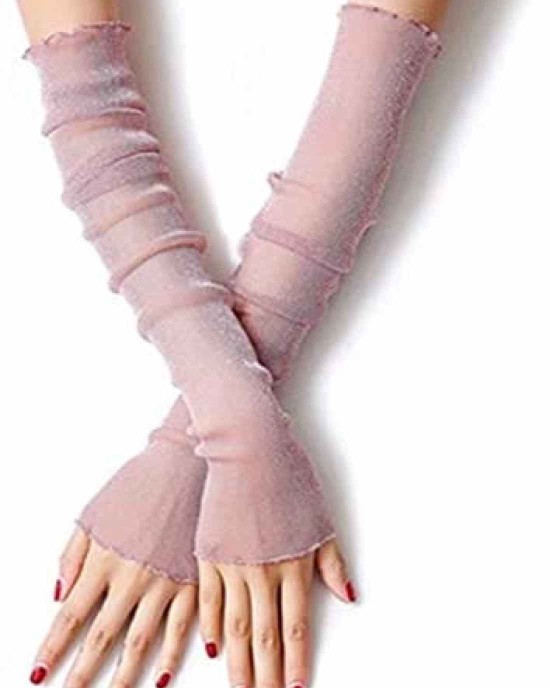 Women's UV Protection Long Lace Gloves Cooling or Warmer Arm Sleeves 2 Purposes Sunscreen Cuffs