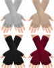 4 Pairs Long Fingerless Gloves 11Inch Winter Knit Arm Warmer Half Finger Gloves Unisex
