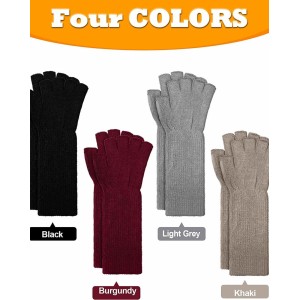 4 Pairs Long Fingerless Gloves 11Inch Winter Knit Arm Warmer Half Finger Gloves Unisex