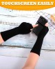 4 Pairs Long Fingerless Gloves 11Inch Winter Knit Arm Warmer Half Finger Gloves Unisex