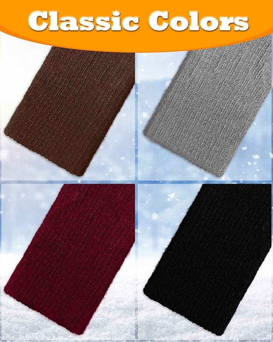 4 Pairs Long Fingerless Gloves 11Inch Winter Knit Arm Warmer Half Finger Gloves Unisex